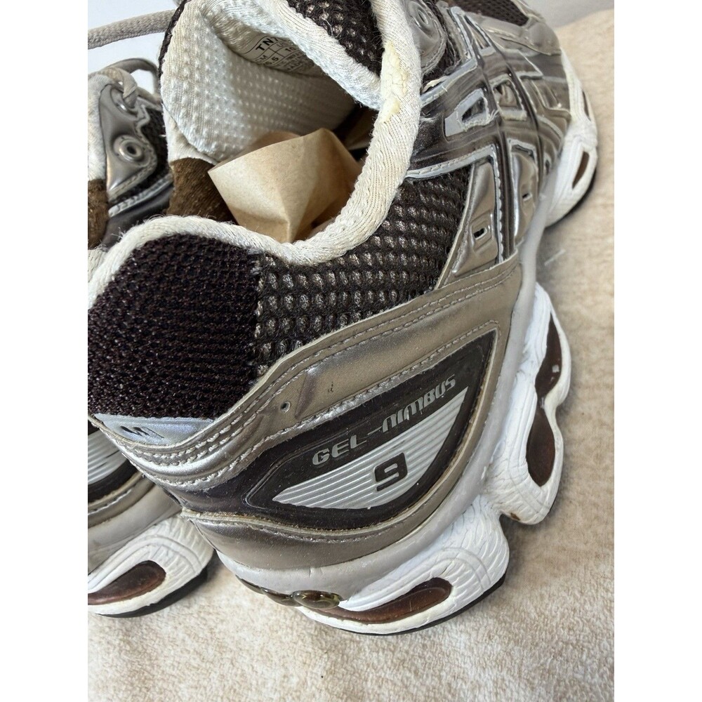Asics Gel Nimbus Cush Suede Mesh Womens Sneakers In Silver Brown Sz 10 - Picture 10 of 13
